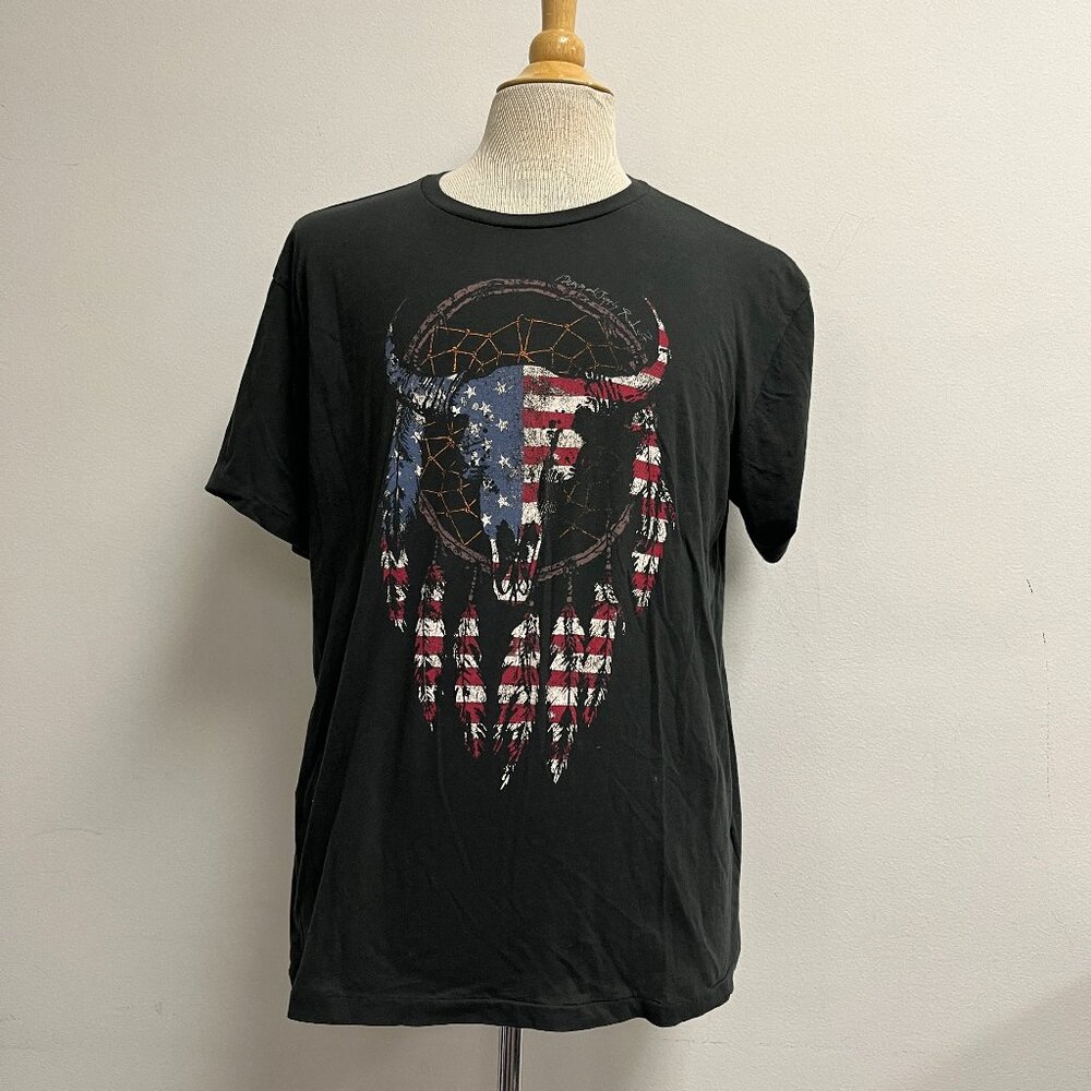 Ralph Lauren flag steer horn dreamcatcher t shirt black cotton xl